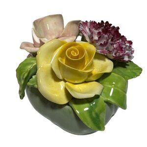 Staffordshire Floral Arrangement Bone China With Roses & Carnation